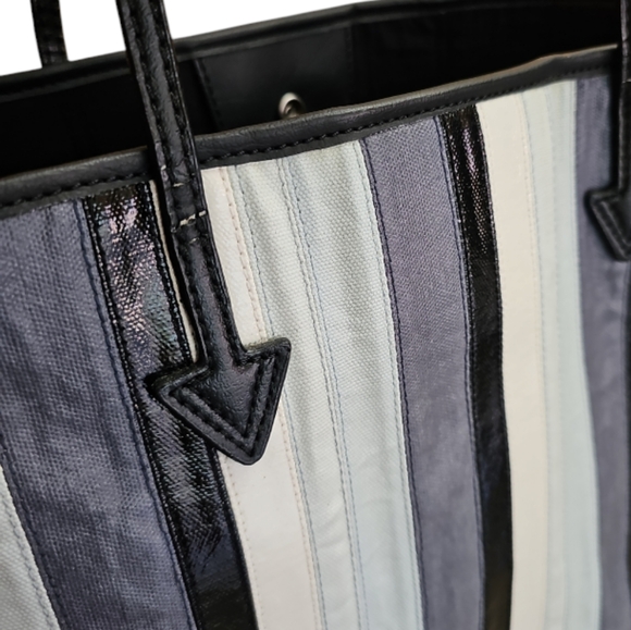 FREE PEOPLE Striped Tote Gray Blue Black - Picture 8 of 8